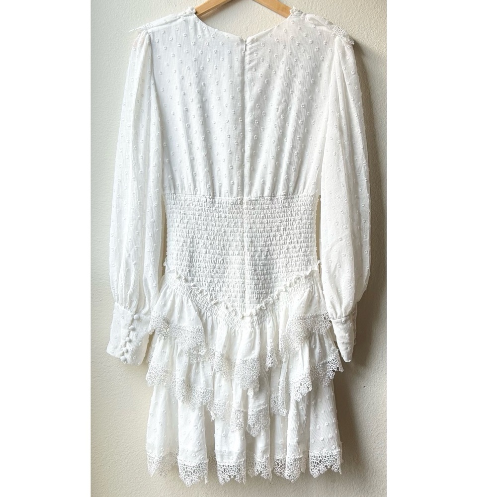 Bardot White Swiss Dot Ruffle Mini Dress - Picture 8 of 15